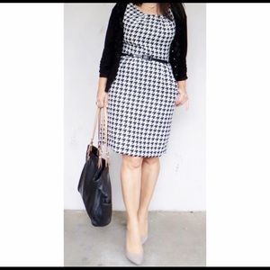 Houndstooth sheath dress with pockets